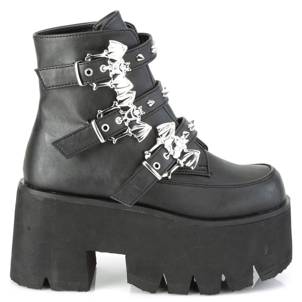 Gothic Bat Chunky High Heel Platform Ankle Boots